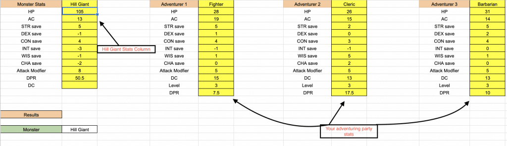 Dnd 5E Combat Calculator - Then i enter how many players i have and